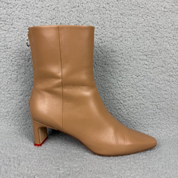 Aeyde Boots Womens 8 / EU 39 Shoes Tan Brown Ivy Leather Ankle Zip Booties Heels - Picture 3 of 11